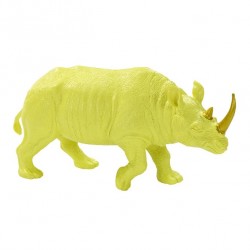 1 rhino en resine jaune fluo