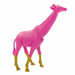 1 girafe en resine rose fluo