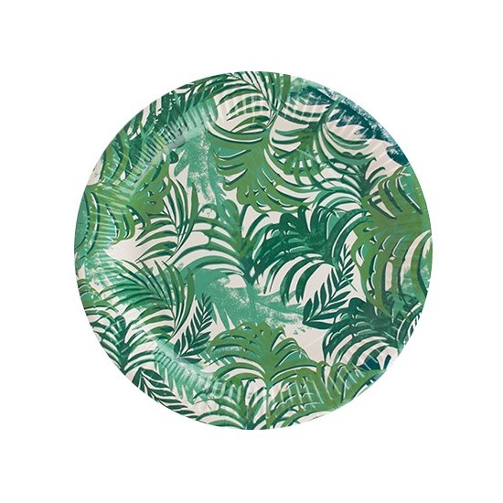 12 assiettes feuilles tropicales