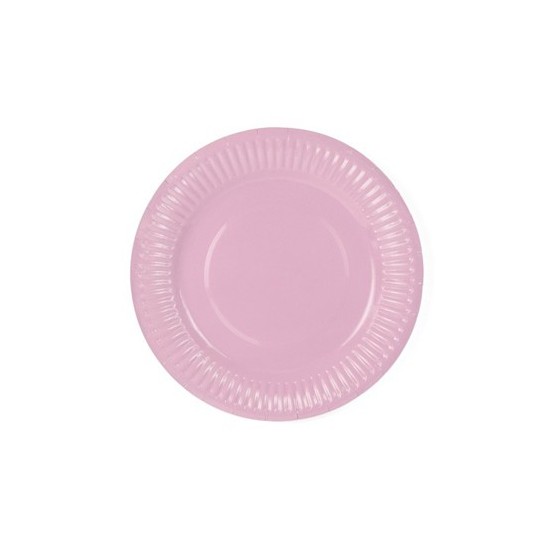 6 assiettes rose clair