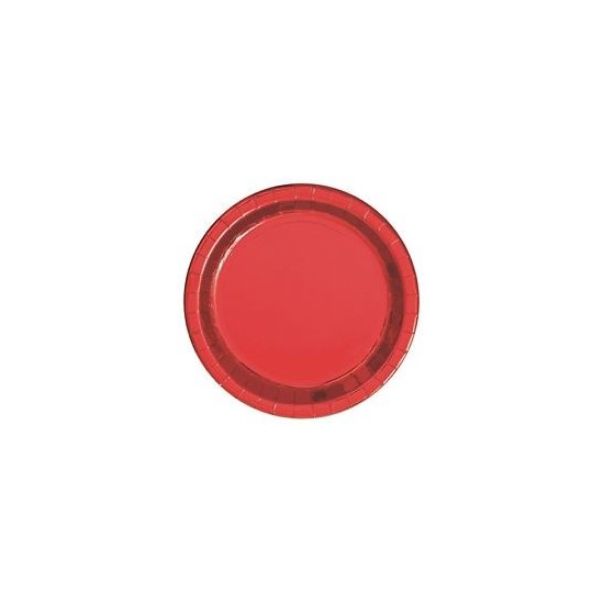 8 assiettes rouge métalisé