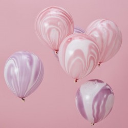 10 ballons marbrés rose et lavande