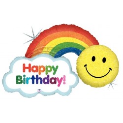 Ballon aluminium mylar - Happy Birthday Rainbow - 114cm
