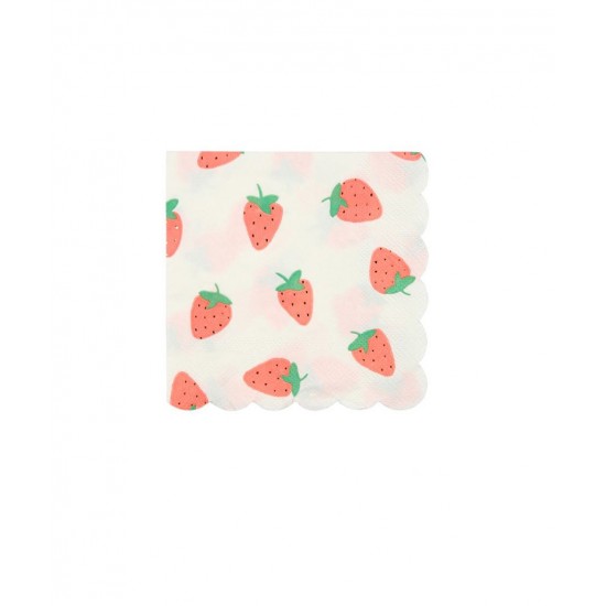 16 petites serviettes fraise