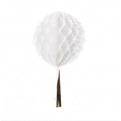 1 boule alvéolée tassel blanc 30 cm