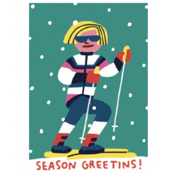 Carte Season Greetings Skieur