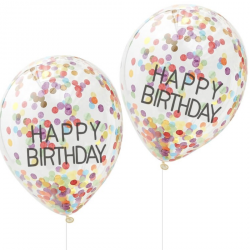 5 Ballons confettis "Happy Birthday" - Multicolores 