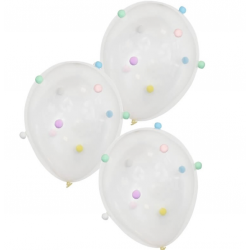 5 Ballons pompoms pastels