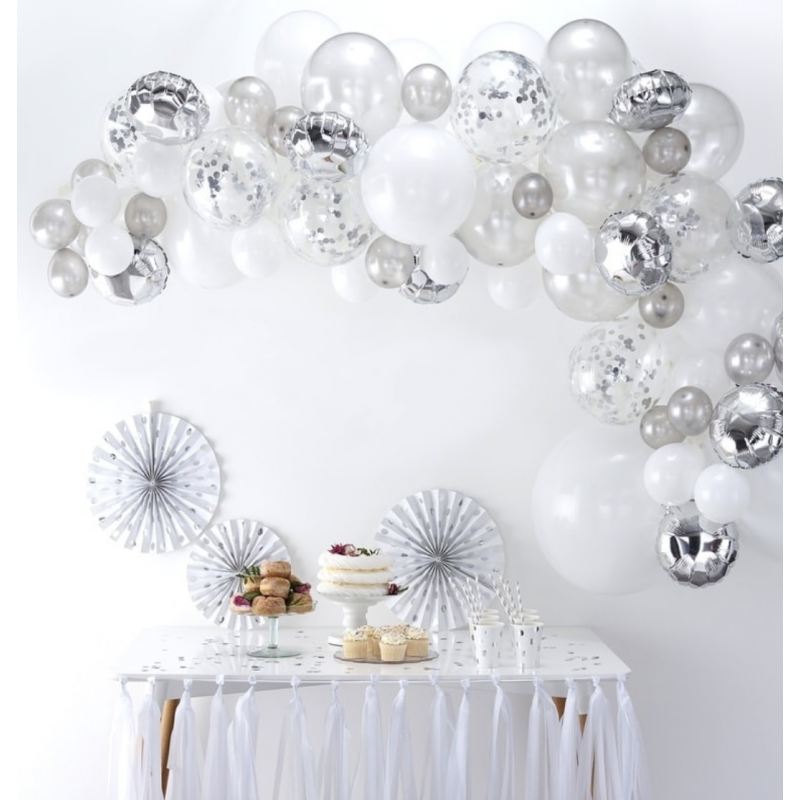 Arche de Ballons Kit Bride to Be (75 Ballons) Blanc-Argent -   par Feestwinkel.be - 100% belge - Créations de ballons  - Send-a-Balloon