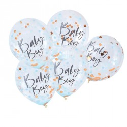 5 Ballons confettis "Baby boy"