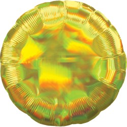 1 ballon mylar rond jaune holographique