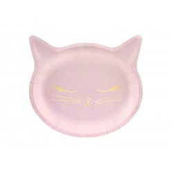 6 assiettes - Chat rose