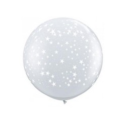 Ballon transparent 45cm - imprimé étoiles blanches