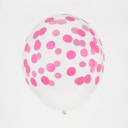 5 ballons imprimés confettis - fushia