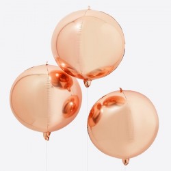 3 ballons aluminium orb - Or rose 