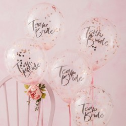 5 ballons confettis "Team bride"