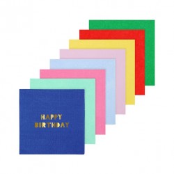 16 petites serviettes Happy Birthday - Coloré