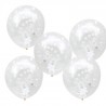 5 ballons confettis - blanc
