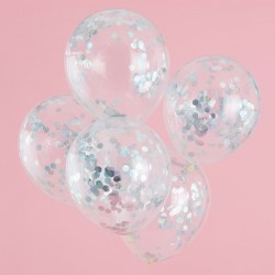 5 ballons confettis - Holographique