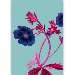 Carte fleurs - bleu et violet