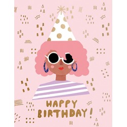 Carte "Happy Birthday" - rose impression or