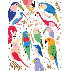 Carte "Happy Birthday" - oiseaux