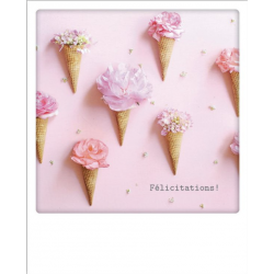 Carte pola - Cornet de fleurs Félicitations