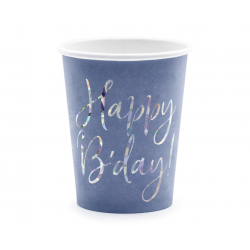 6 gobelets "Happy birthday" - bleu