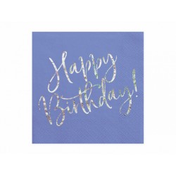 20 serviettes "Happy birthday" - bleu
