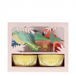 Kit 24 cupcakes - Oiseaux tropicaux