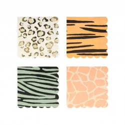 16 serviettes - imprimé animal (4 coloris)