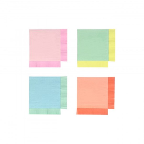 20 petites serviettes franges colorés (4 coloris)