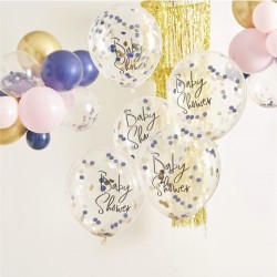 5 ballons confettis "Baby shower"