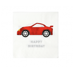 16 petites serviettes - Happy birthday voiture de course