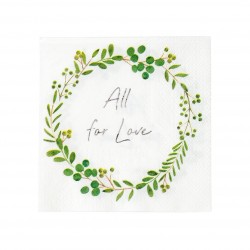 16 petites serviettes " All for love" - végétal