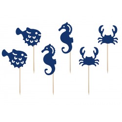 6 cupcake toppers - Ahoy poissons