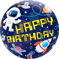 Ballon aluminium - Happy birthday space bubble