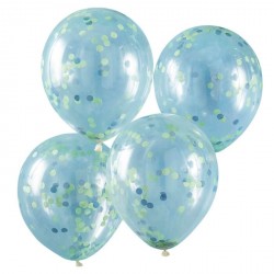 5 ballons confettis - Vert et bleu