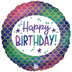 Ballon aluminium - Happy birthday sirène