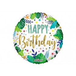 Ballon aluminium - Happy birthday tropical