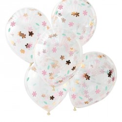 5 ballons confettis - Fleurs