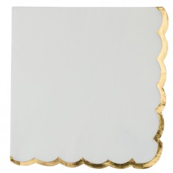 16 serviettes blanc et lisière or