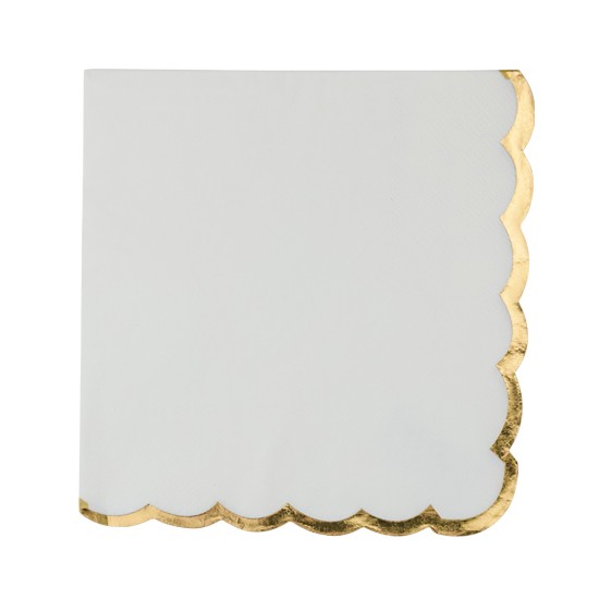 16 serviettes blanc et lisière or
