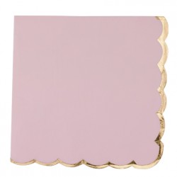 16 serviettes rose poudré et lisière or