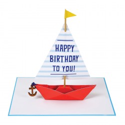 Carte anniversaire 3D - Bateau en papier