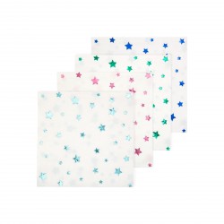 16 serviettes - étoiles colorées métaliques