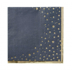 16 serviettes bleu - étoile or