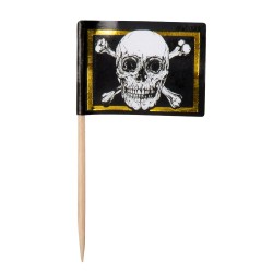 24 piques en bois drapeau Pirate