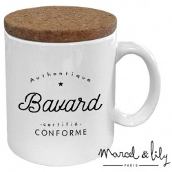 Mug avec couvercle en liège - "Authentique Bavard"