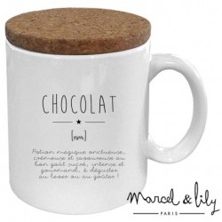 Mug avec couvercle en liège - "Définition Chocolat"